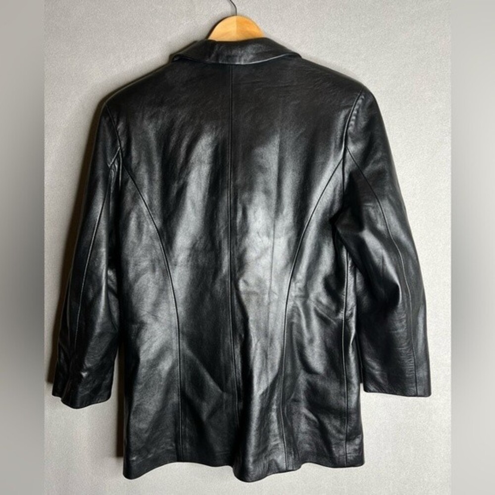 Vera Pelle Italian Black Leather Jacket Size 44/12 - Picture 2 of 16